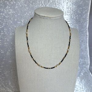 Beautiful Black Spinel Necklace with Baby Freshwater Pearls & Gold-Tone Accents